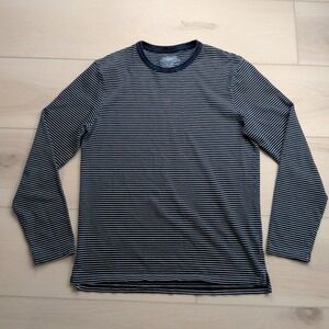 Wallace & Barnes Indigo Striped Long Sleeve T-Shirt Mens Small Navy Blue G0592